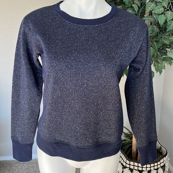 J. Crew Shimmer Crewneck Sweater Navy - Picture 1 of 6